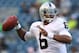 SEATTLE, WA - SEPTEMBER 02: Quarterback Terrelle Pryor #6 of the Oakland Raiders warms up prior to the game against the Seattle Seahawks at CenturyLink Field on September 2, 2011 in Seattle, Washington. (Photo by Otto Greule Jr/Getty Images)