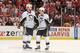 DETROIT - MAY 31: Sidney Crosby #87 and Jordan Staal #11 of the Pittsburgh Penguins talk on the ice against the Detroit Red Wings during Game Two of the 2009 Stanley Cup Finals at Joe Louis Arena on May 31, 2009 in Detroit, Michigan. (Photo by: Harry How/Getty Images)