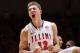 CHAMPAIGN, IL - JANUARY 10: Meyers Leonard #12 of the Illinois Fighting Illini celebrates late in the game against the Ohio State Buckeyes at Assembly Hall on January 10, 2012 in Champaign, Illinois. The Illini defeated the Buckeyes 79-74. (Photo by Joe Robbins/Getty Images)
