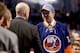 PITTSBURGH, PA - JUNE 22: Griffin Reinhart, fourth overall pick by the New York Islanders, shakes hands during Round One of the 2012 NHL Entry Draft at Consol Energy Center on June 22, 2012 in Pittsburgh, Pennsylvania. (Photo by Bruce Bennett/Getty Images)