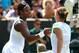 LONDON, ENGLAND - JUNE 23: Serena Williams of the United States (L) shakes hands with Simona Halep of Romania after winning her second round match on Day Four of the Wimbledon Lawn Tennis Championships at the All England Lawn Tennis and Croquet Club on June 23, 2011 in London, England. (Photo by Clive Brunskill/Getty Images)