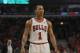 CHICAGO, IL - APRIL 28: Derrick Rose #1 of the Chicago Bulls waits for a free-throw against the Philadelphia 76ers in Game One of the Eastern Conference Quarterfinals during the 2012 NBA Playoffs at the United Center on April 28, 2012 in Chicago, Illinois. The Bulls defeated the 76ers 103-91. NOTE TO USER: User expressly acknowledges and agrees that, by downloading and or using this photograph, User is consenting to the terms and conditions of the Getty Images License Agreement. (Photo by Jonathan Daniel/Getty Images)