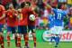 GDANSK, POLAND - JUNE 10: Goalscorer Cesc Fabregas of Spain hugs Xavi of Spain during the UEFA EURO 2012 group C match between Spain and Italy at The Municipal Stadium on June 10, 2012 in Gdansk, Poland. (Photo by Shaun Botterill/Getty Images)