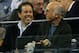 Jerry Seinfeld (left) and Larry David (right) share a laugh, perhaps about the Mets bullpen.