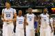 ATLANTA, GA - MARCH 25: Anthony Davis #23, Marquis Teague #25, Terrence Jones #3 and Michael Kidd-Gilchrist #14 of the Kentucky Wildcats react during the first half against the Baylor Bears during the 2012 NCAA Men's Basketball South Regional Final at the Georgia Dome on March 25, 2012 in Atlanta, Georgia. (Photo by Kevin C. Cox/Getty Images)