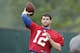 INDIANAPOLIS, IN - MAY 4: Andrew Luck #12 of the Indianapolis Colts works out during a rookie minicamp at the team facility on May 4, 2012 in Indianapolis, Indiana. (Photo by Joe Robbins/Getty Images)