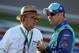 LAS VEGAS, NV - MARCH 09: (L-R) Team owner Jack Roush talks with Matt Kenseth, driver of the #17 Zest Ford, during qualifying for the NASCAR Sprint Cup Series Kobalt Tools 400 at Las Vegas Motor Speedway on March 9, 2012 in Las Vegas, Nevada. (Photo by Jerry Markland/Getty Images for NASCAR)