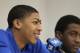 LEXINGTON, KY - APRIL 17: Anthony Davis and Doron Lamb talk with the media during the news conference in which he announced they will enter the NBA draft at Joe Craft Center on April 17, 2012 in Lexington, Kentucky. (Photo by Andy Lyons/Getty Images)