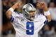 ARLINGTON, TX - DECEMBER 11: Tony Romo #9 of the Dallas Cowboys celebrates after the Cowboys scored against the New York Giants in the fourth quarter at Cowboys Stadium on December 11, 2011 in Arlington, Texas. (Photo by Tom Pennington/Getty Images)