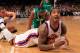 NEW YORK, NY - APRIL 17: J.R. Smith #8 of the New York Knicks call a timeout during the game against Boston Celtics at Madison Square Garden on April 17, 2012 in New York City. NOTE TO USER: User expressly acknowledges and agrees that, by downloading and/or using this Photograph, user is consenting to the terms and conditions of the Getty Images License Agreement. (Photo by Chris Trotman/Getty Images)