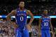 NEW ORLEANS, LA - APRIL 02: Thomas Robinson #0 and Tyshawn Taylor #10 of the Kansas Jayhawks look on in the first half while taking on the Kentucky Wildcats in the National Championship Game of the 2012 NCAA Division I Men's Basketball Tournament at the Mercedes-Benz Superdome on April 2, 2012 in New Orleans, Louisiana. (Photo by Jeff Gross/Getty Images)