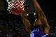 NEW ORLEANS, LA - APRIL 02: Thomas Robinson #0 of the Kansas Jayhawks dunks the ball in the second half against the Kentucky Wildcats in the National Championship Game of the 2012 NCAA Division I Men's Basketball Tournament at the Mercedes-Benz Superdome on April 2, 2012 in New Orleans, Louisiana. (Photo by Ronald Martinez/Getty Images)