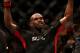 ATLANTA, GA - APRIL 21: Jon Jones celebrates defeating Rashad Evans by unanimous decision in their light heavyweight title bout for UFC 145 at Philips Arena on April 21, 2012 in Atlanta, Georgia. (Photo by Kevin C. Cox/Getty Images)
