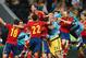 DONETSK, UKRAINE - JUNE 27: Cesc Fabregas of Spain celebrates scoring the winning penalty with team-mates during the UEFA EURO 2012 semi final match between Portugal and Spain at Donbass Arena on June 27, 2012 in Donetsk, Ukraine. (Photo by Martin Rose/Getty Images)