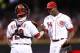 CINCINNATI, OH - JUNE 26: Aroldis Chapman #54 and Ryan Hanigan #29 of the Cincinnati Reds celebrate after the final out of the game against the Milwaukee Brewers at Great American Ball Park on June 26, 2012 in Cincinnati, Ohio. The Reds won 4-3. (Photo by Joe Robbins/Getty Images)
