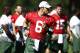 FLORHAM PARK, NJ - MAY 24: Mark Sanchez #6 of the New York Jets works out at an organized team activity at the New York Jets practice facility on May 24, 2012 in Florham Park, New Jersey. (Photo by Jeff Zelevansky/Getty Images)