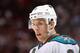 GLENDALE, AZ - MARCH 29: Joe Pavelski #8 of the San Jose Sharks skates up to the face off circle during the thrid period of the NHL game against the Phoenix Coyotes at Jobing.com Arena on March 29, 2012 in Glendale, Arizona. The Coyotes defeated the Sharks 2-0. (Photo by Christian Petersen/Getty Images)