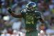 PASADENA, CA - JANUARY 02: Running back LaMichael James #21 of the Oregon Ducks celebrates his one-yard touchdown run in the first quarter against the Wisconsin Badgers at the 98th Rose Bowl Game on January 2, 2012 in Pasadena, California. (Photo by Harry How/Getty Images)