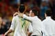 DONETSK, UKRAINE - JUNE 27: Cristiano Ronaldo of Portugal is consoled by head coach Paulo Bento after losing a penalty shoot out during the UEFA EURO 2012 semi final match between Portugal and Spain at Donbass Arena on June 27, 2012 in Donetsk, Ukraine. (Photo by Jasper Juinen/Getty Images)