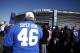 EAST RUTHERFORD, NJ - FEBRUARY 07: John Dock waits in line to attend a rally to celebrate the New York Giants' Super Bowl victory at MetLife Stadium on February 7, 2012 in East Rutherford, New Jersey. The Giants defeated the New England Patriots 21-17 in Super Bowl XLVI at Lucas Oil Stadium on February 5, 2012 in Indianapolis, Indiana. (Photo by Jeff Zelevansky/Getty Images)