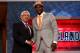 NEWARK, NJ - JUNE 28: Dion Waiters of Syracuse greets NBA Commissioner David Stern (L) after he was selected number four overall by the the Cleveland Cavaliers during the first round of the 2012 NBA Draft at Prudential Center on June 28, 2012 in Newark, New Jersey. NOTE TO USER: User expressly acknowledges and agrees that, by downloading and/or using this Photograph, user is consenting to the terms and conditions of the Getty Images License Agreement. (Photo by Elsa/Getty Images)