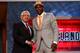 NEWARK, NJ - JUNE 28: Dion Waiters of Syracuse greets NBA Commissioner David Stern (L) after he was selected number four overall by the the Cleveland Cavaliers during the first round of the 2012 NBA Draft at Prudential Center on June 28, 2012 in Newark, New Jersey. NOTE TO USER: User expressly acknowledges and agrees that, by downloading and/or using this Photograph, user is consenting to the terms and conditions of the Getty Images License Agreement. (Photo by Elsa/Getty Images)