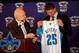 NEW ORLEANS, LA - JUNE 29: Team owner Tom Benson of the New Orleans Hornets presents Austin Rivers, the 10th overall pick in the NBA draft his jersey for the New Orleans Hornets at the New Orleans Arena on June 29, 2012 in New Orleans, Louisiana. (Photo by Chris Graythen/Getty Images)