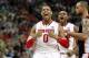 PITTSBURGH, PA - MARCH 17: Jared Sullinger #0 and Deshaun Thomas #1 (C) of the Ohio State Buckeyes reacts in the second half against Robert Sacre #00 of the Gonzaga Bulldogs during the third round of the 2012 NCAA Men's Basketball Tournament at Consol Energy Center on March 17, 2012 in Pittsburgh, Pennsylvania. (Photo by Gregory Shamus/Getty Images)