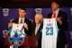NEW ORLEANS, LA - JUNE 29: Austin Rivers #25, team owner Tom Benson, and Anthony Davis #23 of the New Orleans Hornets pose as they are introduced to the media at the New Orleans Areana on June 29, 2012 in New Orleans, Louisiana. Davis was the first overall pick, and Rivers the 10th overall pick in the 2012 NBA draft. (Photo by Chris Graythen/Getty Images)