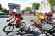 PARIS, FRANCE - JULY 24: Marcus Burghardt of Team BMC (L) leads teammate Cadel Evans through the corner during the twenty first and final stage of Le Tour de France 2011, from Creteil to the Champs-Elysees in Paris on July 24, 2011 in Paris, France. (Photo by Michael Steele/Getty Images)
