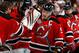 NEWARK, NJ - JUNE 09: Zach Parise #9 of the New Jersey Devils celebrates with teammates after scoring a goal in the first period against the New Jersey Devils during Game Five of the 2012 NHL Stanley Cup Final at the Prudential Center on June 9, 2012 in Newark, New Jersey. (Photo by Bruce Bennett/Getty Images)
