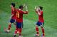 KIEV, UKRAINE - JULY 01: Jordi Alba (R) of Spain celebrates with team-mates Sergio Ramos (C) and David Silva after scoring his team's second goal during the UEFA EURO 2012 final match between Spain and Italy at the Olympic Stadium on July 1, 2012 in Kiev, Ukraine. (Photo by Martin Rose/Getty Images)