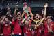 KIEV, UKRAINE - JULY 01: Spain celebrate their victory with the trophy during the UEFA EURO 2012 final match between Spain and Italy at the Olympic Stadium on July 1, 2012 in Kiev, Ukraine. (Photo by Shaun Botterill/Getty Images)