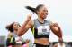 EUGENE, OR - JUNE 30: Allyson Felix celebrates after winning the Women's 200 Meter Dash Final on day nine of the U.S. Olympic Track & Field Team Trials at the Hayward Field on June 30, 2012 in Eugene, Oregon. (Photo by Christian Petersen/Getty Images)