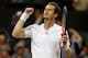 LONDON, ENGLAND - JUNE 30: Andy Murray of Great Britain celebrates match point during his Gentlemen's Singles third round match against Marcos Baghdatis of Cyprus on day six of the Wimbledon Lawn Tennis Championships at the All England Lawn Tennis and Croquet Club at Wimbledon on June 30, 2012 in London, England. (Photo by Julian Finney/Getty Images)