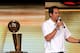 MIAMI, FL - JUNE 25: Miami Heat head coach Erik Spoelstra talks to the crowd during a rally for the 2012 NBA Champion Miami Heat at American Airlines Arena on June 25, 2012 in Miami, Florida. (Photo by Mike Ehrmann/Getty Images)