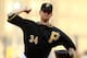 PITTSBURGH, PA - JUNE 22: A.J. Burnett #34 of the Pittsburgh Pirates pitches against the Detroit Tigers during the game on June 22, 2012 at PNC Park in Pittsburgh, Pennsylvania. (Photo by Jared Wickerham/Getty Images)