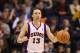PHOENIX, AZ - FEBRUARY 15: Steve Nash #13 of the Phoenix Suns handles the ball during the NBA game against the Atlanta Hawks at US Airways Center on February 15, 2012 in Phoenix, Arizona. The Hawks defeated the Suns 101-99. NOTE TO USER: User expressly acknowledges and agrees that, by downloading and or using this photograph, User is consenting to the terms and conditions of the Getty Images License Agreement. (Photo by Christian Petersen/Getty Images)