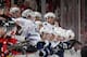 NEWARK, NJ - MARCH 23: The Toronto Maple Leafs watch from the bench during the game against the New Jersey Devils at the Prudential Center on March 23, 2012 in Newark, New Jersey. The Maple Leafs defeated the Devils 4-3 in the shootout. (Photo by Bruce Bennett/Getty Images)