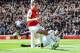 LONDON, ENGLAND - APRIL 21: Robin van Persie of Arsenal reacts after missing a goal against goalie Petr Cech of Chelsea during the Barclays Premier League match between Arsenal and Chelsea at Emirates Stadium on April 21, 2012 in London, England. (Photo by Mike Hewitt/Getty Images)