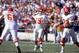 SAN DIEGO - OCTOBER 9: Quarterback Joe Montana #19 of the Kansas City Chiefs looks to throw a pass to running back Marcus Allen #32 during a game against the San Diego Chargers at Jack Murphy Stadium on October 9, 1994 in San Diego, California. The Chargers won 20-6. (Photo by George Rose/Getty Images)