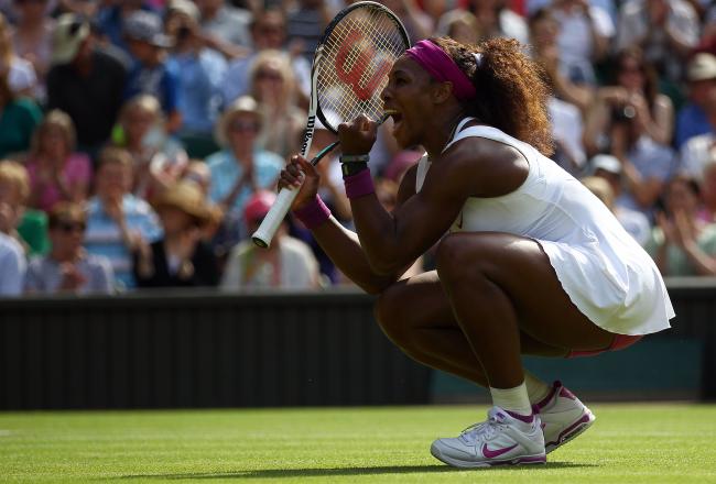Serena celebrates her seventh trip to the Wimbledon finals.