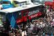The media assemble outside the Garmin-Sharp team bus (Image: Sirotti)