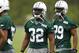 FLORHAM PARK, NJ - MAY 04: Josh Bush #32 of the New York Jets works out during the Jets Rookie Minicamp on May 4, 2012 in Florham Park, New Jersey. (Photo by Jeff Zelevansky/Getty Images)