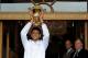 "I'll be back" The Serbinator holding the Wimbledon trophy following his 2011 triumph