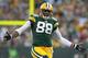 GREEN BAY, WI - JANUARY 15: Jermichael Finley #88 of the Green Bay Packers reacts after a play against the New York Giants during their NFC Divisional playoff game at Lambeau Field on January 15, 2012 in Green Bay, Wisconsin. (Photo by Jamie Squire/Getty Images)