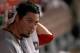 MIAMI, FL - JUNE 11: Josh Beckett #19 of the Boston Red Sox looks on during a game against the Miami Marlins at Marlins Park on June 11, 2012 in Miami, Florida. The Marlins defeated the Red Sox 4-1. (Photo by Sarah Glenn/Getty Images)