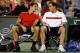 INDIAN WELLS, CA - MARCH 12: Roger Federer (L) of Switzerland and Pete Sampras participate in Hit for Haiti, a charity event during the BNP Paribas Open on March 12, 2010 in Indian Wells, California. (Photo by Matthew Stockman/Getty Images)