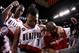 PORTLAND, OR - APRIL 23: Brandon Roy #7 of the Portland Trail Blazers celebrates with teammates Marcus Camby #23 and Armon Johnson #1 after overcoming a 23 point deficit to defeat the of the Dallas Mavericks 84-82 in Game Four of the Western Conference Quarterfinals in the 2011 NBA Playoffs on April 23, 2011 at the Rose Garden in Portland, Oregon. NOTE TO USER: User expressly acknowledges and agrees that, by downloading and or using this photograph, User is consenting to the terms and conditions of the Getty Images License Agreement. (Photo by Jonathan Ferrey/Getty Images)
