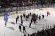 UNIONDALE, NY - APRIL 05: The New York Islanders salute the crowd following the final home game against the Winnipeg Jets at the Nassau Veterans Memorial Coliseum on April 5, 2012 in Uniondale, New York. The Islanders defeated the Jets 5-4. (Photo by Bruce Bennett/Getty Images)
